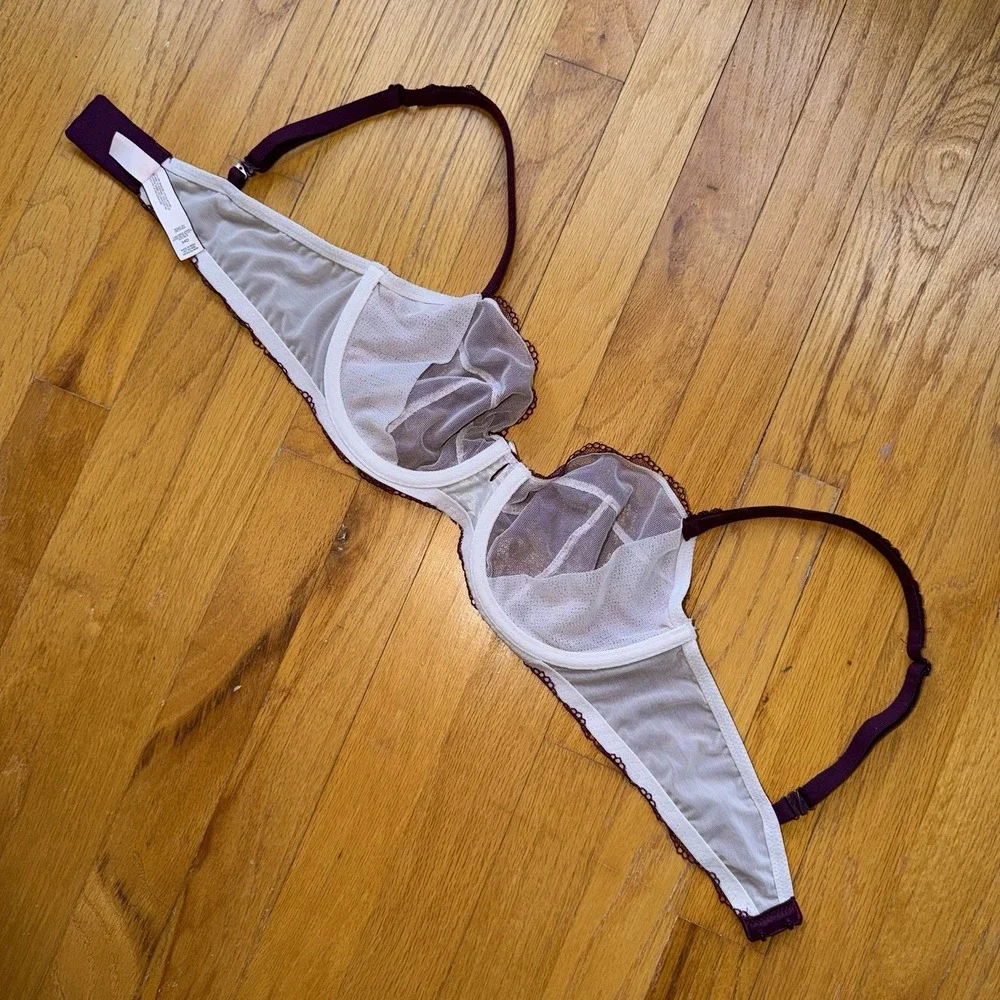 Victorias Secret Bra 34D Lace Underwire Purple Unlined Demi Body By Victoria - Picture 4 of 7